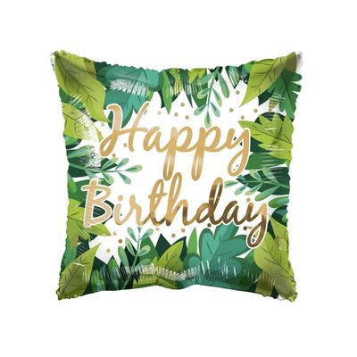 ECO - Happy Birthday - Quadrat - Blätter - 5 Ballons