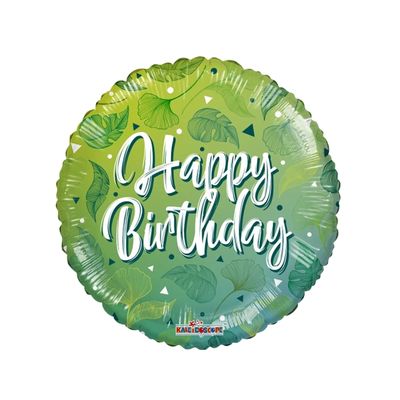 ECO - Happy Birthday - Rund - Blättermotiv - 5 Ballons