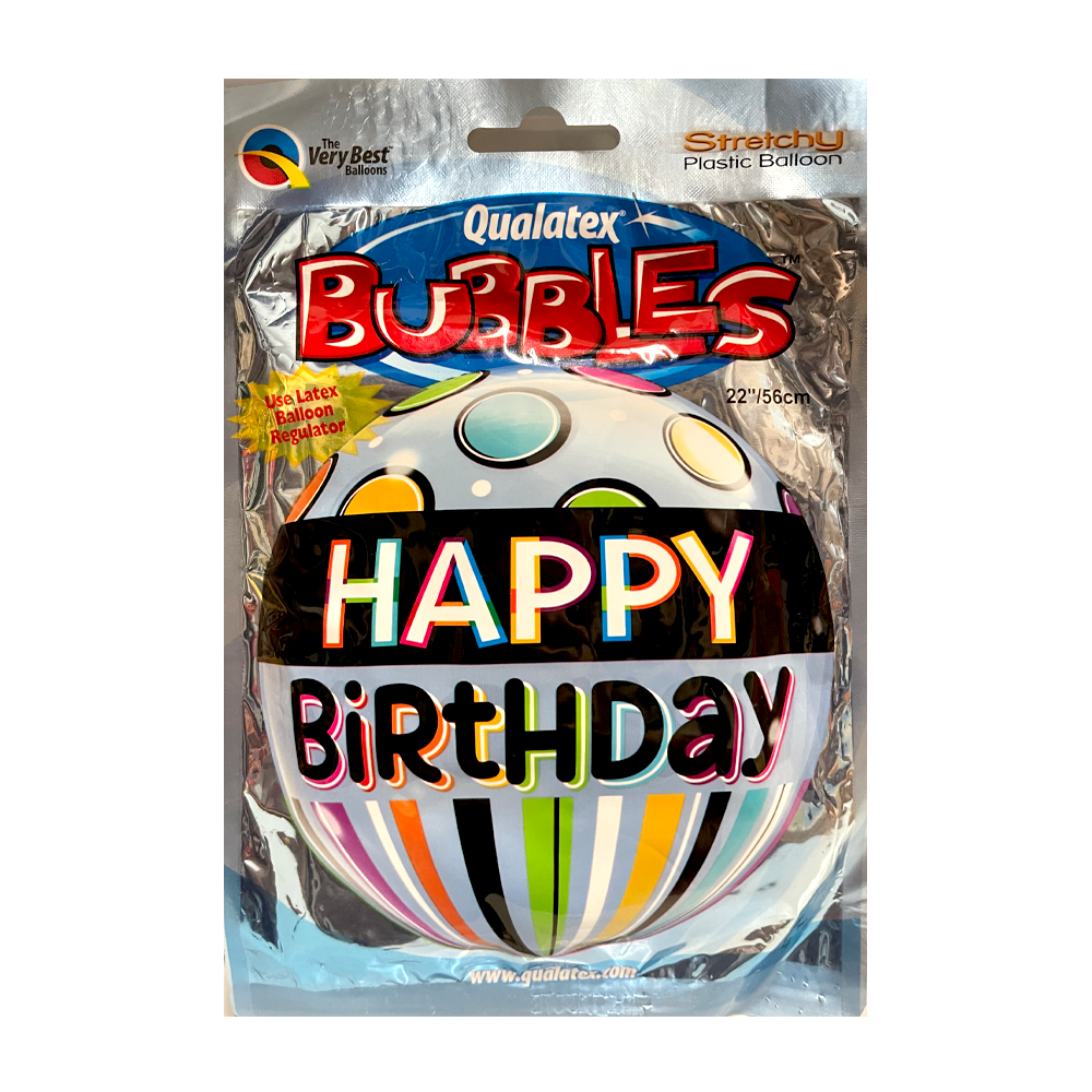 Bubble Ballon - Happy Birthday in Bunt - 1 Ballon