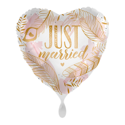 Just Married Boho Feathers - ENG - 1 Ballon
