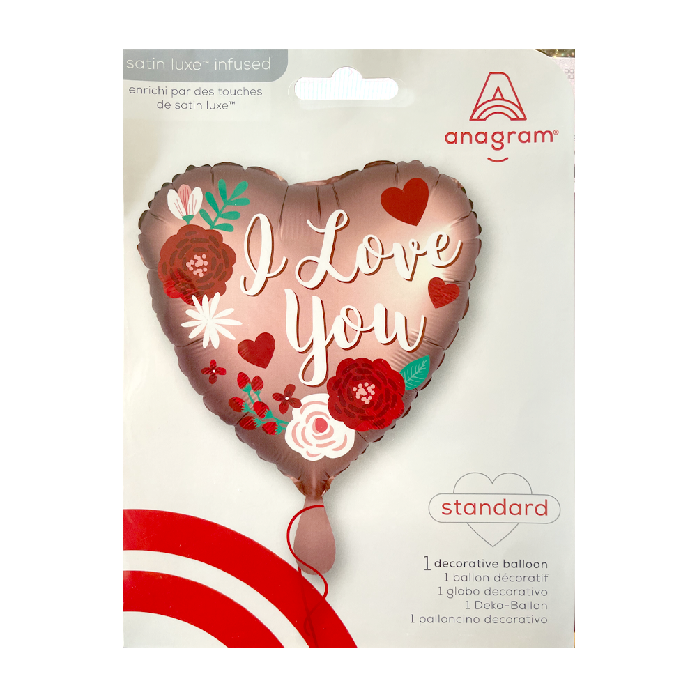 I Love You - Blumen - 1 Ballon