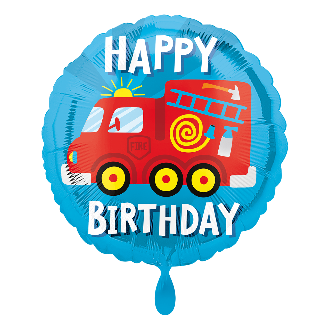 Happy Birthday - Feuerwehrauto - 5 Ballons