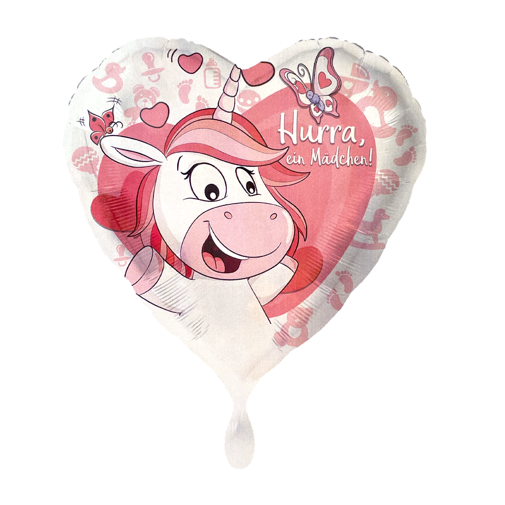 Hurra ein Mädchen - Herzballon - 4 Ballons