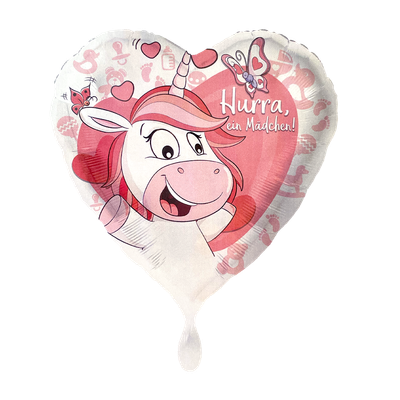 Hurra ein Mädchen - Herzballon - 4 Ballons