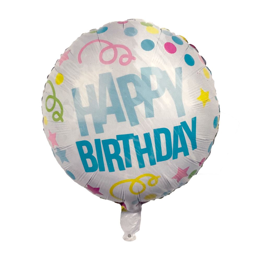 Happy Birthday mit Konfetti - 2 Ballons