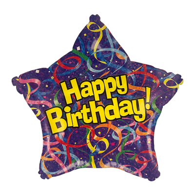 Happy Birthday - Luftschlangen - 5 Ballons