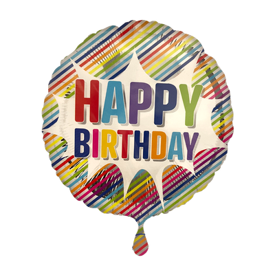 Happy Birthday - Bunte Streifen - 1 Ballon