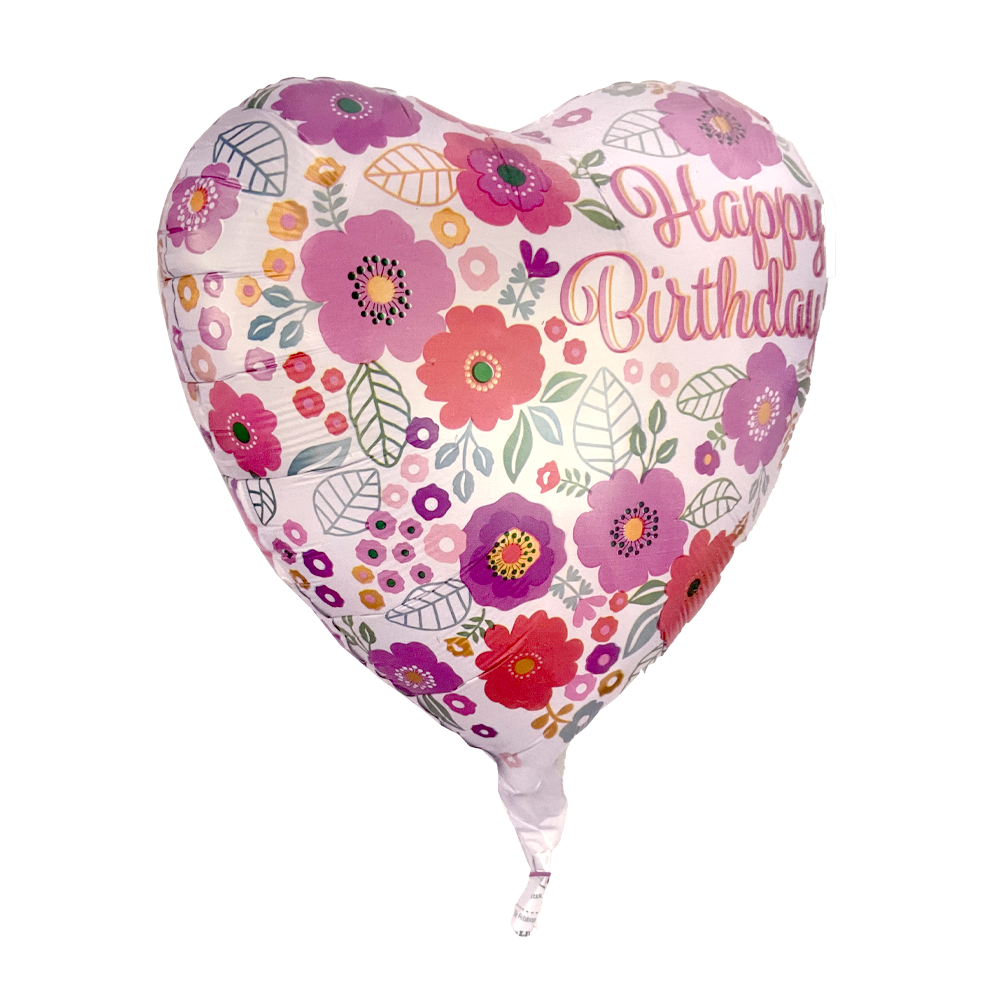 Happy Birthday - Blumenmuster - 1 Ballon