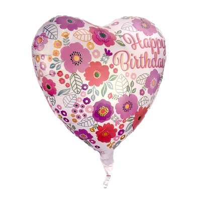 Happy Birthday - Blumenmuster - 1 Ballon Happy Birthday - Blumenmuster - 1 Ballon