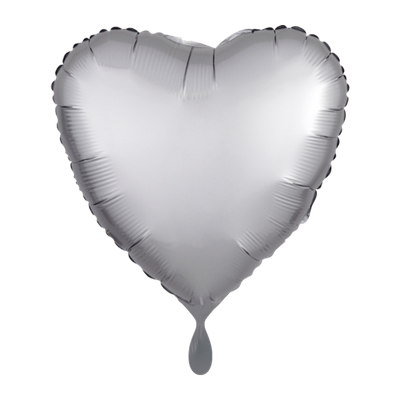 Herz - Satin Silber - Dekoballon -1 Ballon