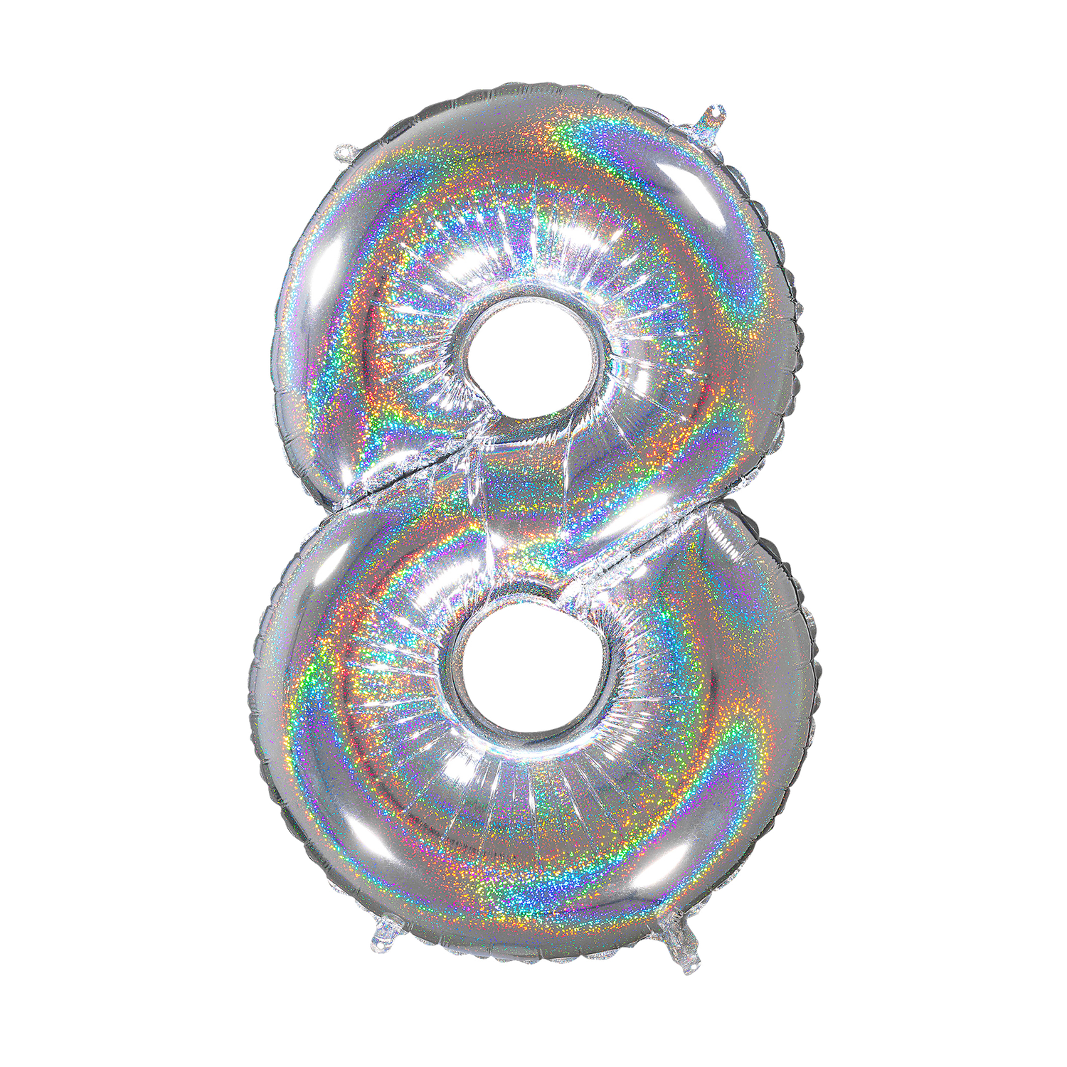 Zahl 8 - Silber Holographic - Ø 66 cm - 2 Ballons