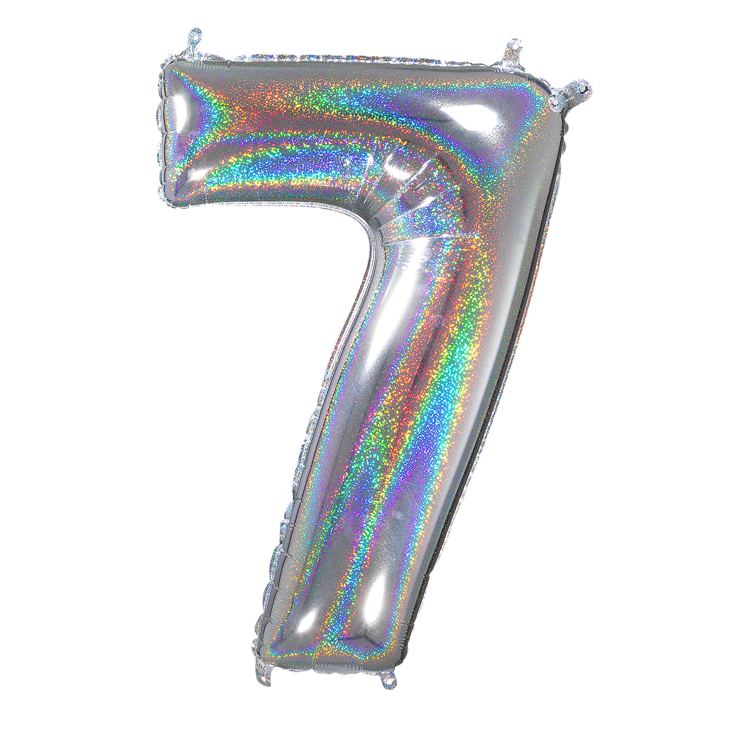Zahl 7 - Silber Holographic - Ø 66 cm - 5 Ballons