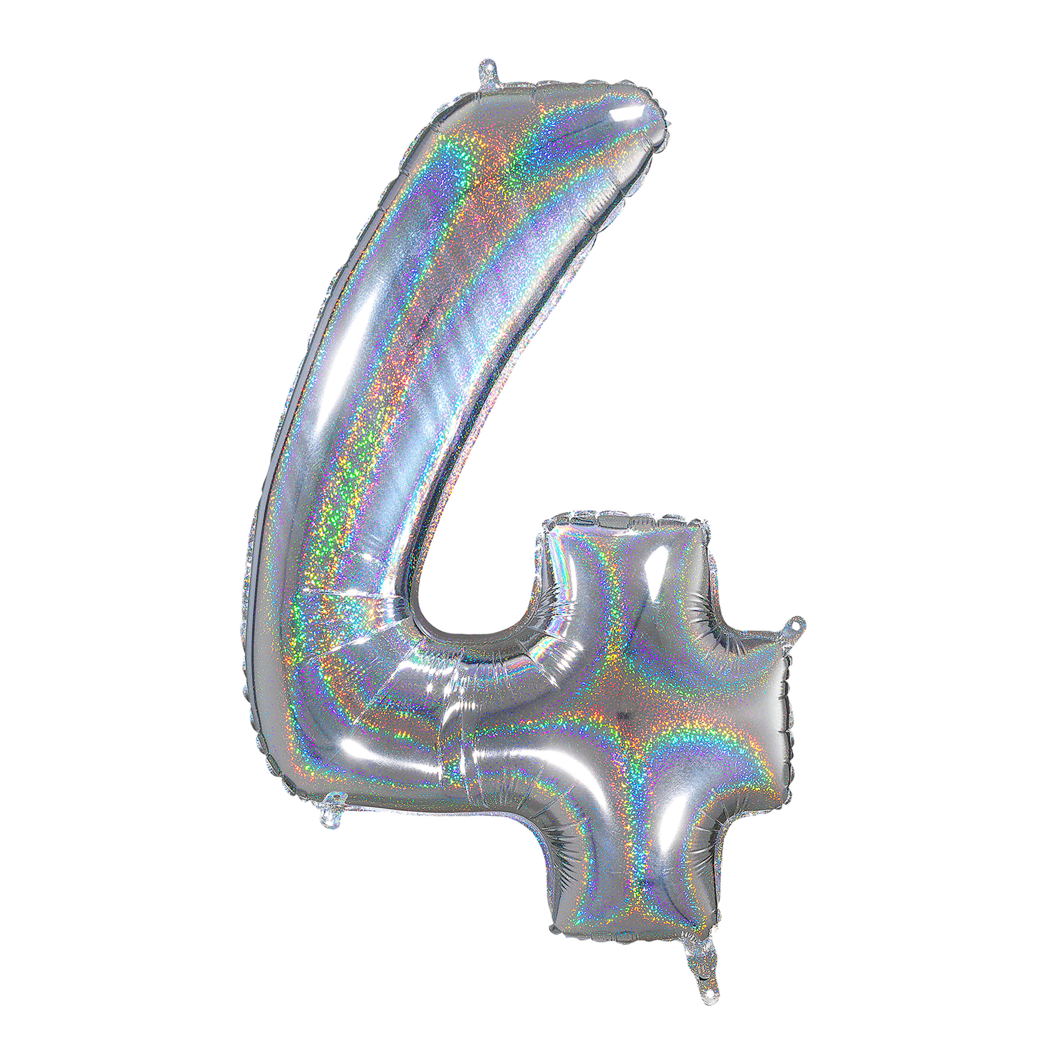 Zahl 4 - Silber Holographic - Ø 66 cm - 4 Ballons