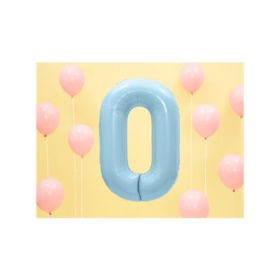 Zahl 0 - Babyblau - Ø 86 cm - 5 Ballons
