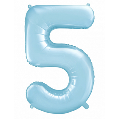 Zahl 5 - Babyblau - Ø 86 cm - 5 Ballons