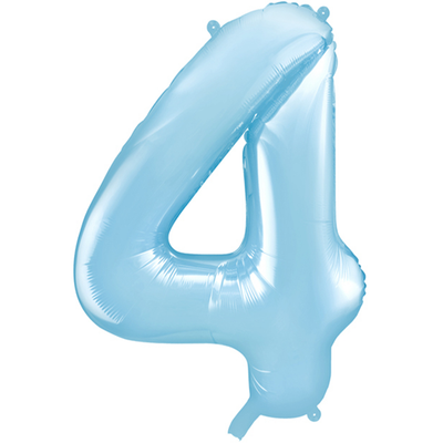 Zahl 4 - Babyblau - Ø 86 cm - 5 Ballons