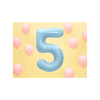 Zahl 5 - Babyblau - Ø 86 cm - 5 Ballons