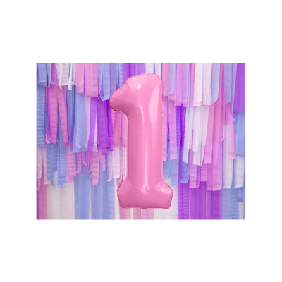 Zahl 1 - Rosa - Ø 86 cm - 5 Ballons