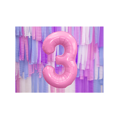 Zahl 3 - Rosa - Ø 86 cm - 5 Ballons
