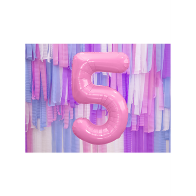 Zahl 5 - Rosa - Ø 86 cm - 5 Ballons
