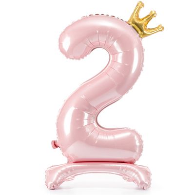 Zahl 2 - Rosa mit Standfuß - Ø 84 cm - 5 Ballons
