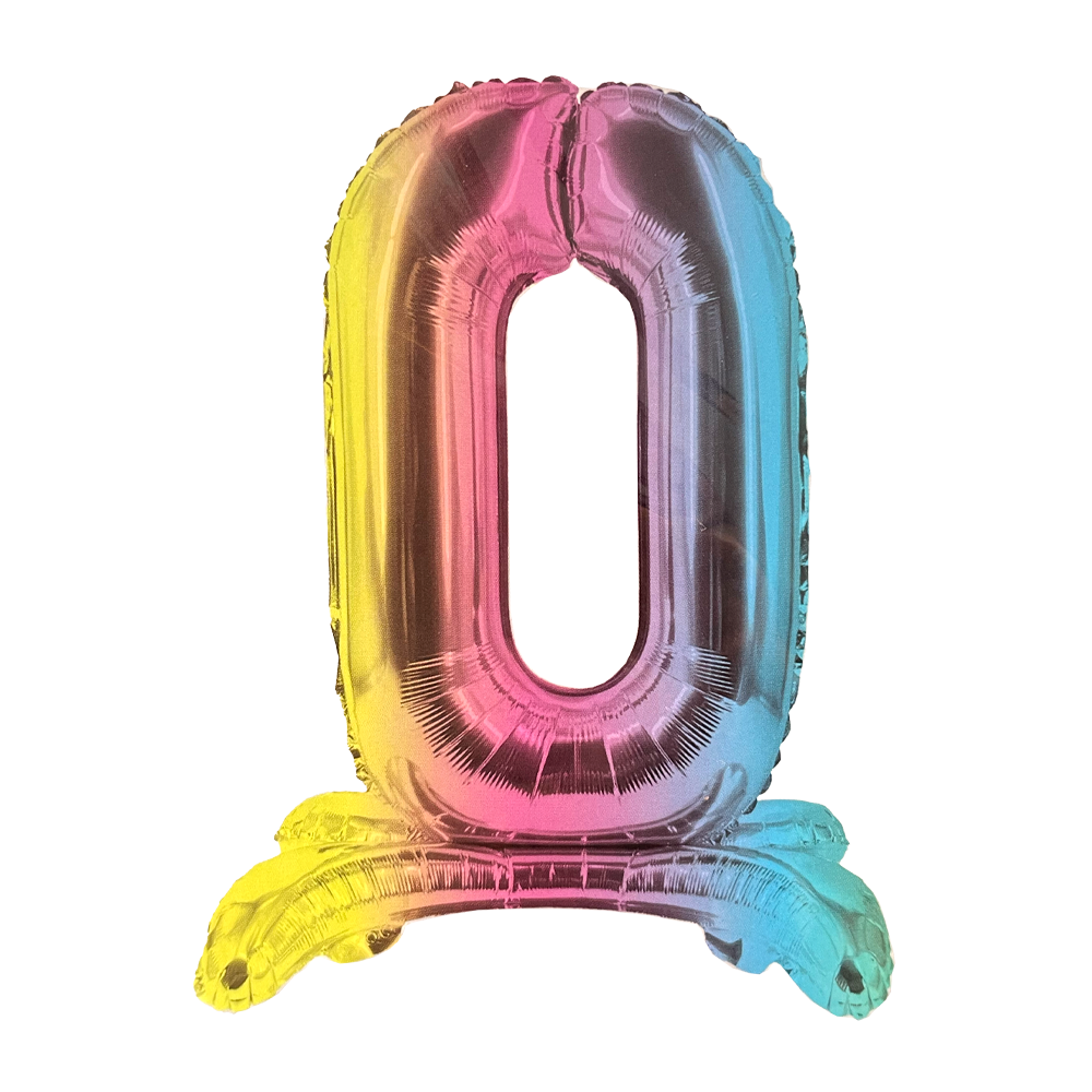 Zahl 0 - Bunt mit Standfuß - Ø 40 cm - 4 Ballons