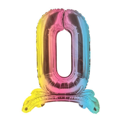 Zahl 0 - Bunt mit Standfuß - Ø 40 cm - 4 Ballons