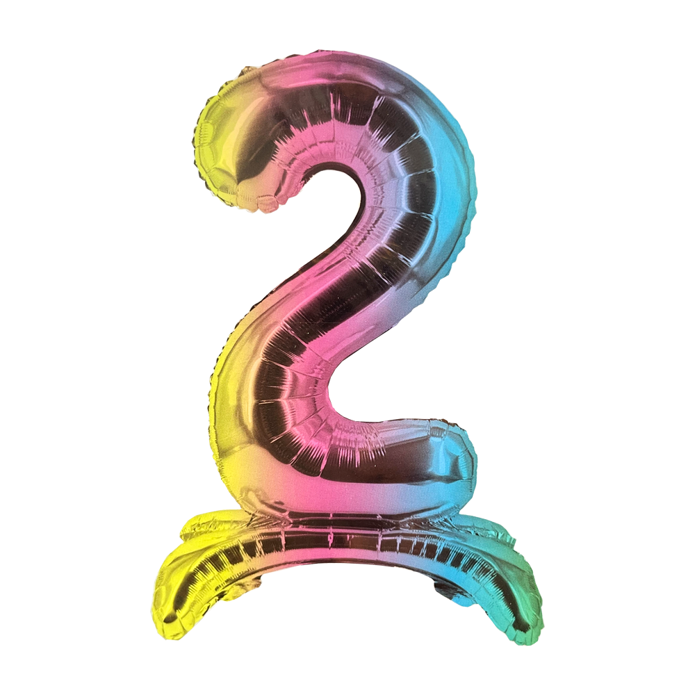 Zahl 2 - Bunt mit Standfuß - Ø 40 cm - 6 Ballons