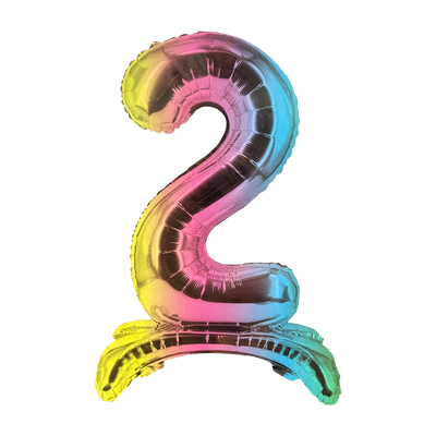 Zahl 2 - Bunt mit Standfuß - Ø 40 cm - 6 Ballons