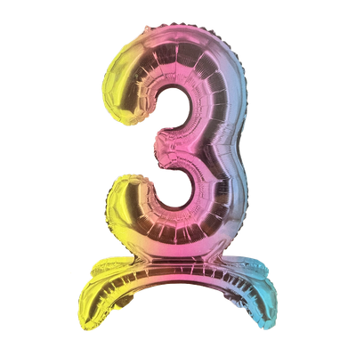 Zahl 3 - Bunt mit Standfuß - Ø 40 cm - 6 Ballons