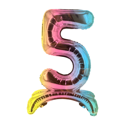Zahl 5 - Bunt mit Standfuß - Ø 40 cm - 3 Ballons