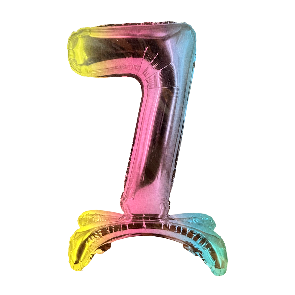 Zahl 7 - Bunt mit Standfuß - Ø 40 cm - 5 Ballons