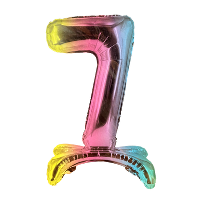 Zahl 7 - Bunt mit Standfuß - Ø 40 cm - 5 Ballons