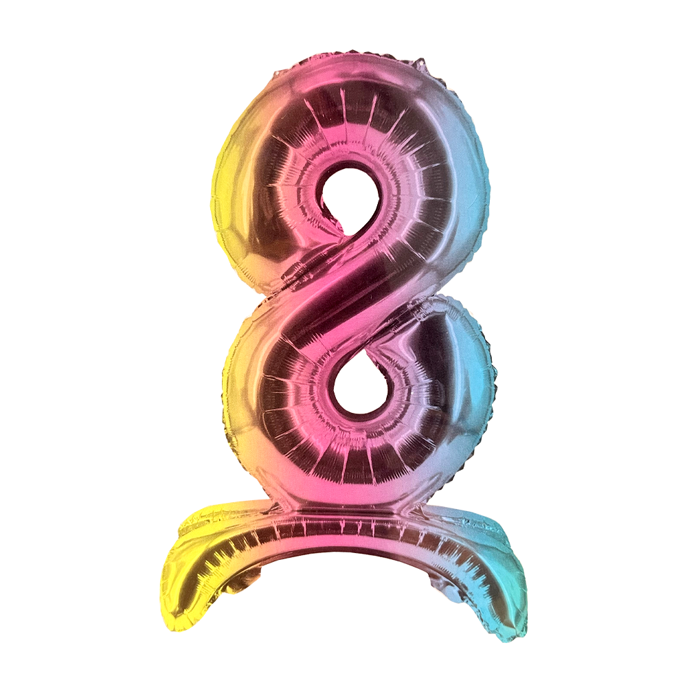 Zahl 8 - Bunt mit Standfuß - Ø 40 cm - 5 Ballons
