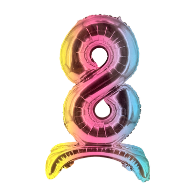 Zahl 8 - Bunt mit Standfuß - Ø 40 cm - 5 Ballons