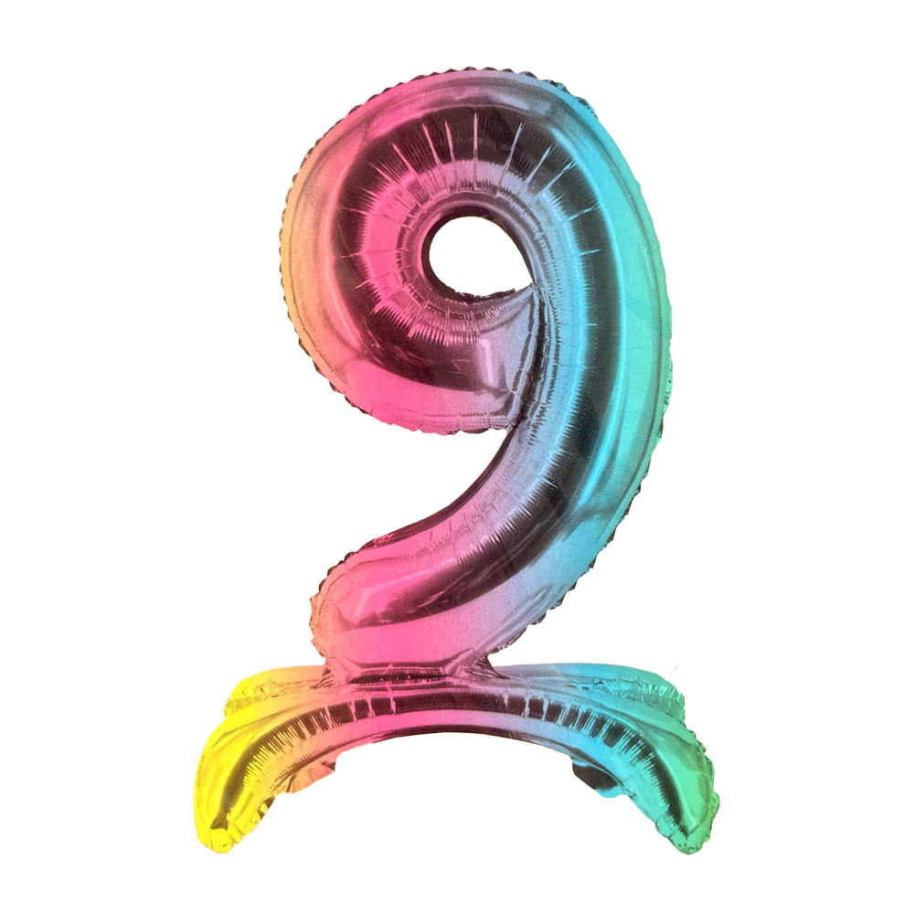 Zahl 9 - Bunt mit Standfuß - Ø 40 cm - 5 Ballons