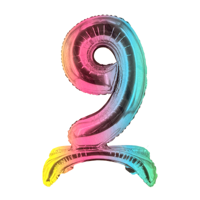 Zahl 9 - Bunt mit Standfuß - Ø 40 cm - 5 Ballons