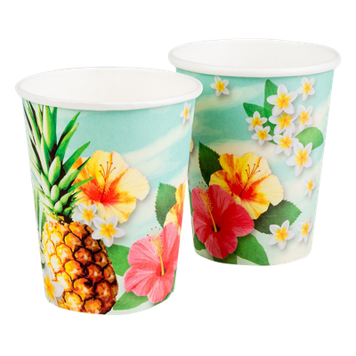4x 6 Pappbecher - Hawaii Paradies - 250 ml