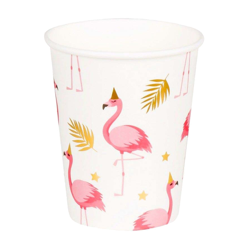 1x 6 Pappbecher - Rosa Flamingo - 250 ml