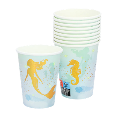 4x 10 Pappbecher Meerjungfrau - 210 ml