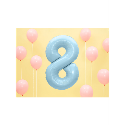 Zahl 8 - Babyblau - Ø 86 cm - 5 Ballons