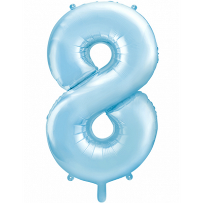 Zahl 8 - Babyblau - Ø 86 cm - 5 Ballons