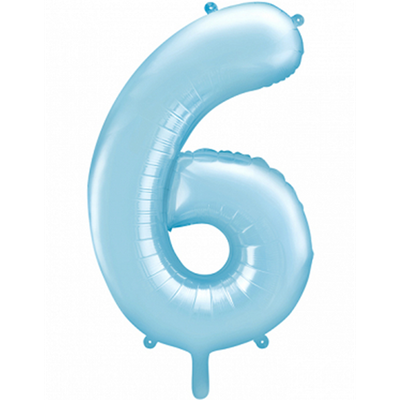 Zahl 6 - Babyblau - Ø 86 cm - 5 Ballons