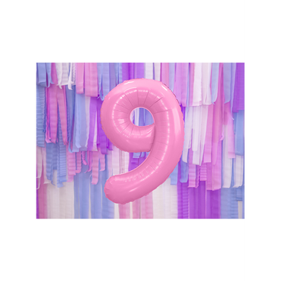 Zahl 9 - Rosa - Ø 86 cm - 5 Ballons