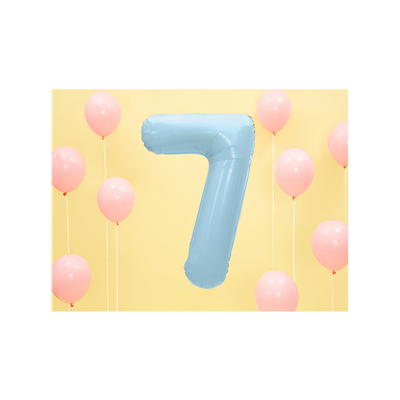 Zahl 7 - Babyblau - Ø 86 cm - 5 Ballons