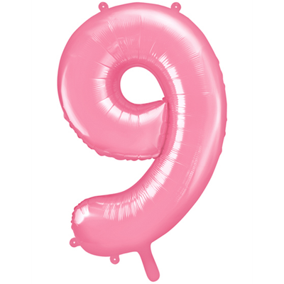 Zahl 9 - Rosa - Ø 86 cm - 5 Ballons