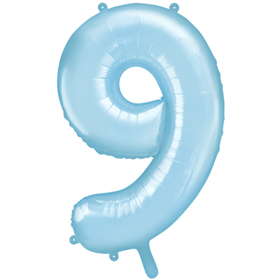 Zahl 9 - Babyblau - Ø 86 cm - 5 Ballons