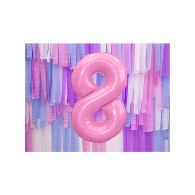 Zahl 8 - Rosa - Ø 86 cm - 5 Ballons