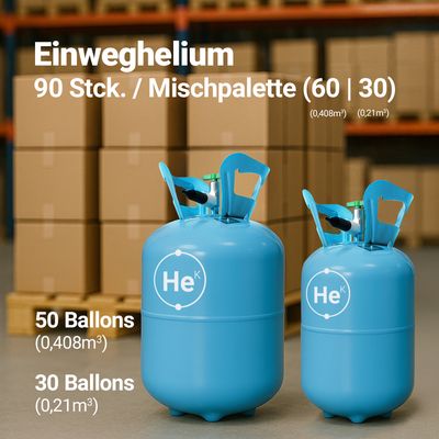 Einweghelium Mischpalette 90 Stck. | 0,21 m³ und 0,408 m³