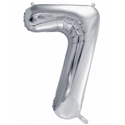 1 Ballon XXL - Zahl 7 - Silber